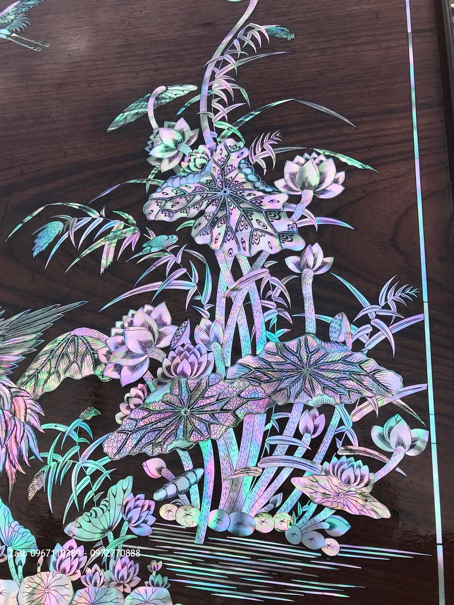 Vip Tranh Tùng Hạc Diên Niên Khảm Ốc Đỏ Vàng Chanh. A Chuyên Phú Thọ.