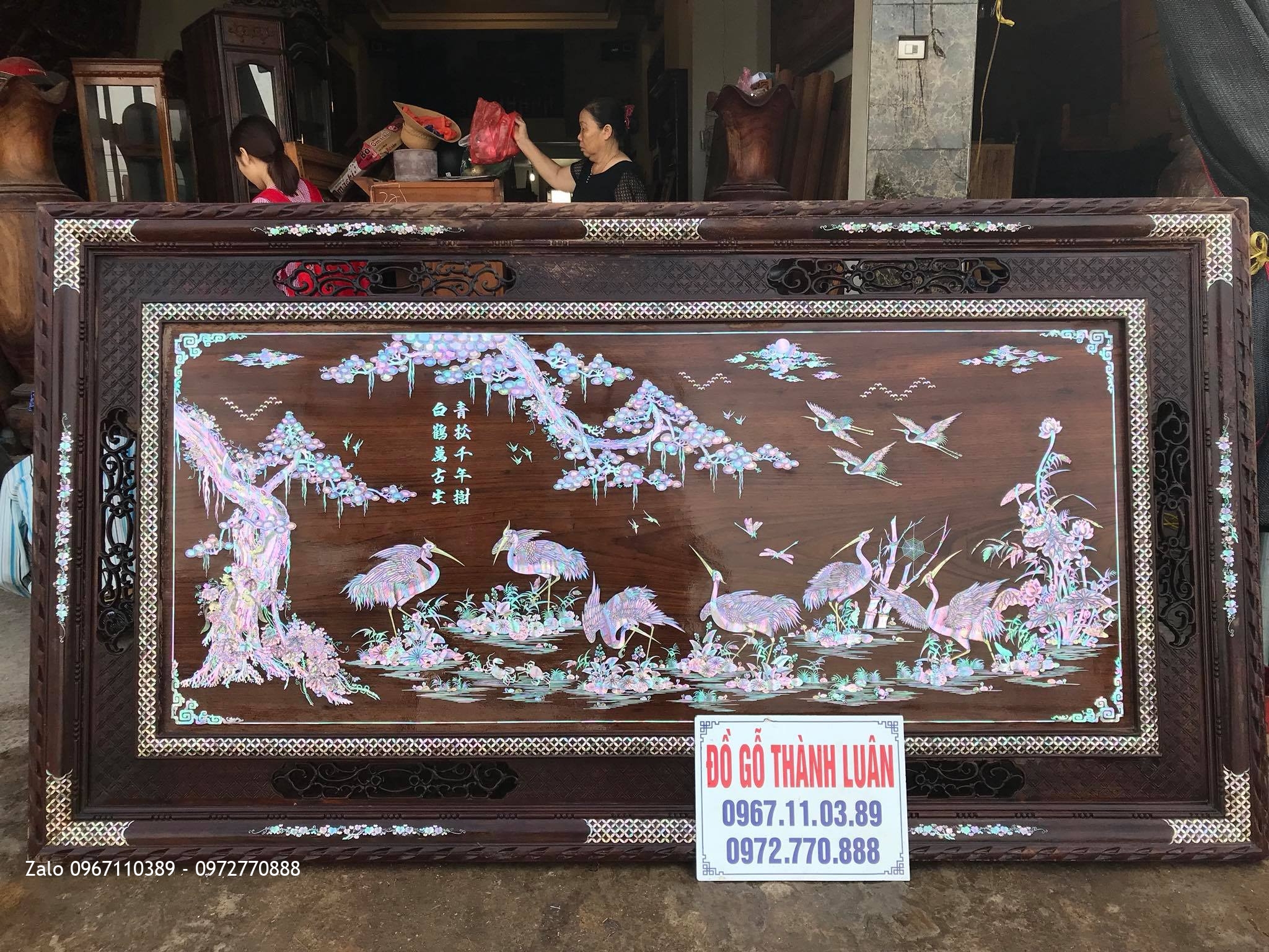 Vip Tranh Tùng Hạc Diên Niên Khảm Ốc Đỏ Vàng Chanh. A Chuyên Phú Thọ.