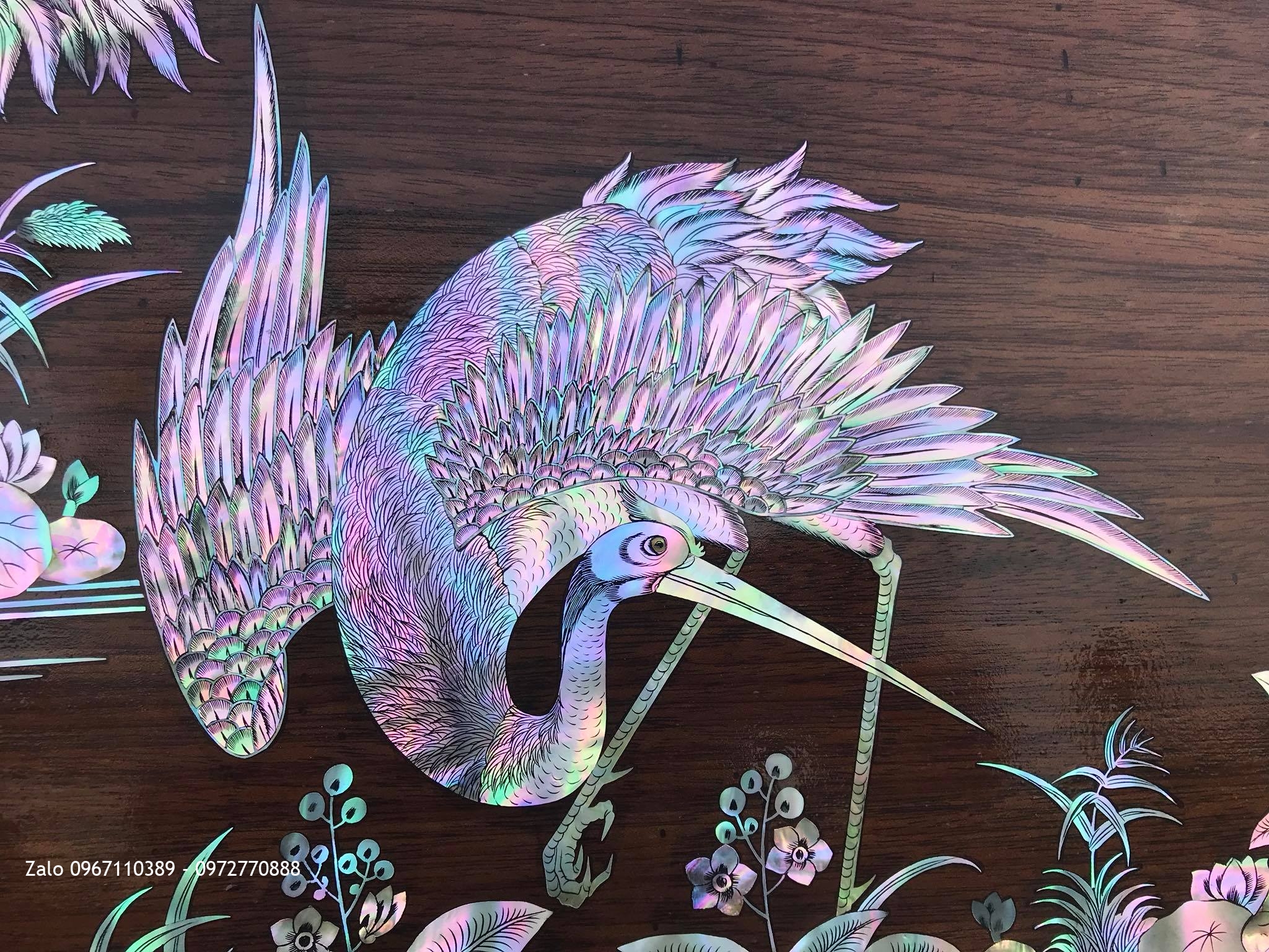 Vip Tranh Tùng Hạc Diên Niên Khảm Ốc Đỏ Vàng Chanh. A Chuyên Phú Thọ:.