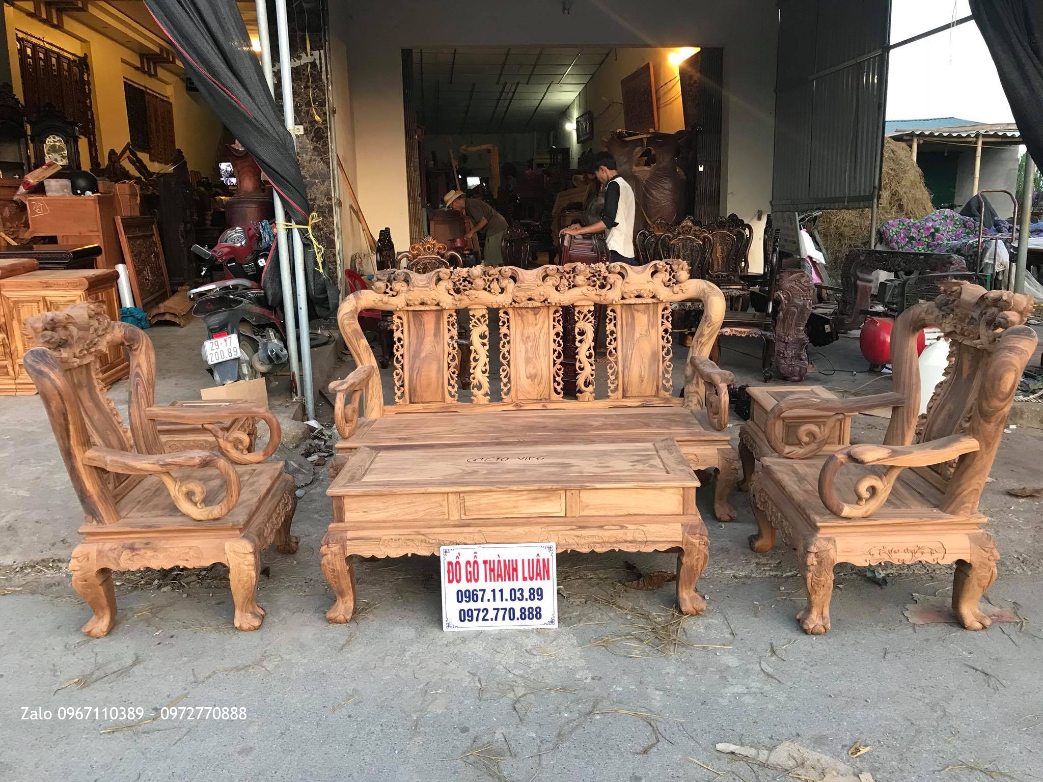 Bộ Ghế Gỗ Gụ Ta Quảng Bình Cột 10. GTC10-VÍP6