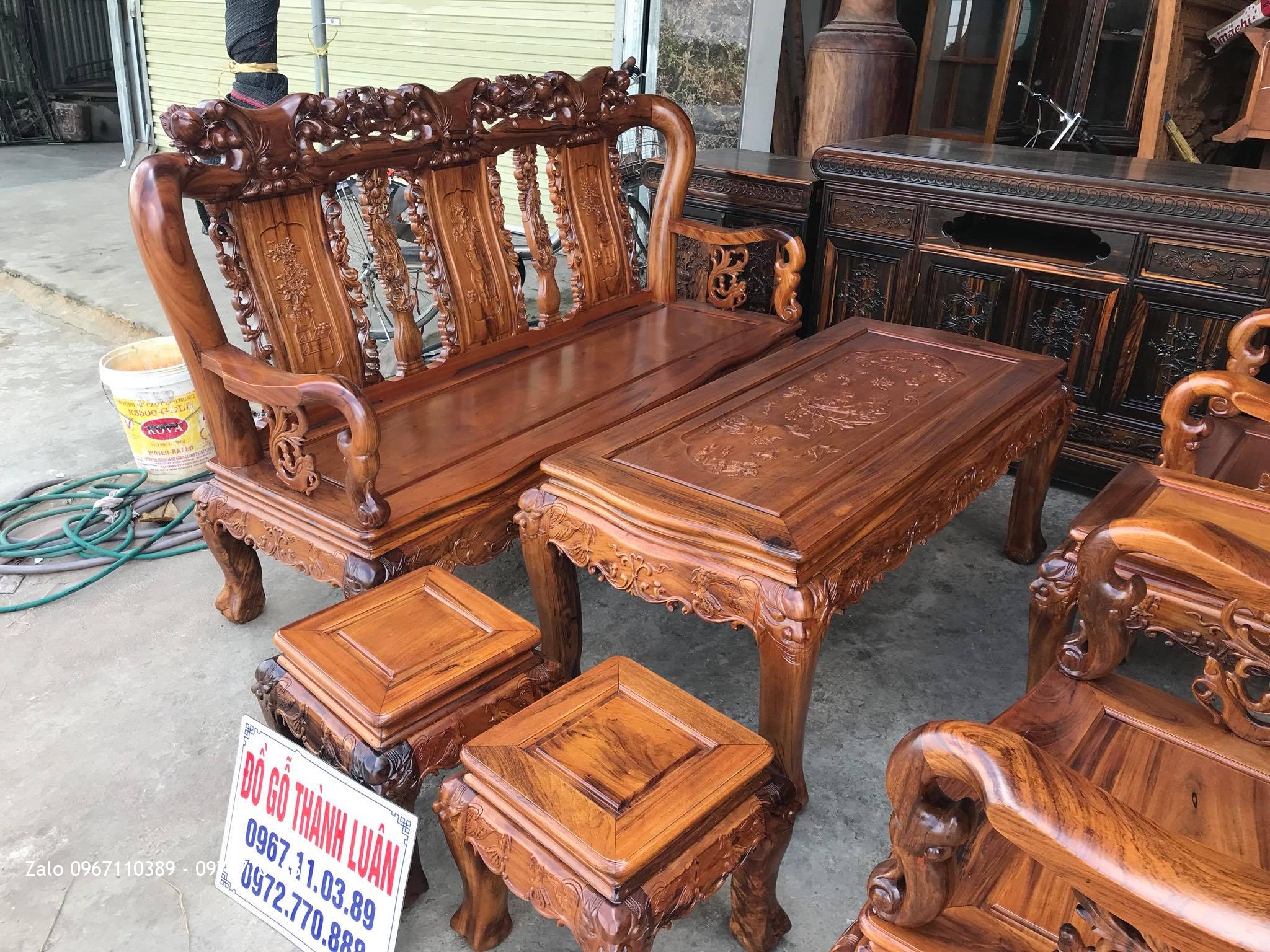 Bộ Ghế Gụ Ta Quảng Bình Yếm Cong Cột 10. A Dũng Hà Nam.