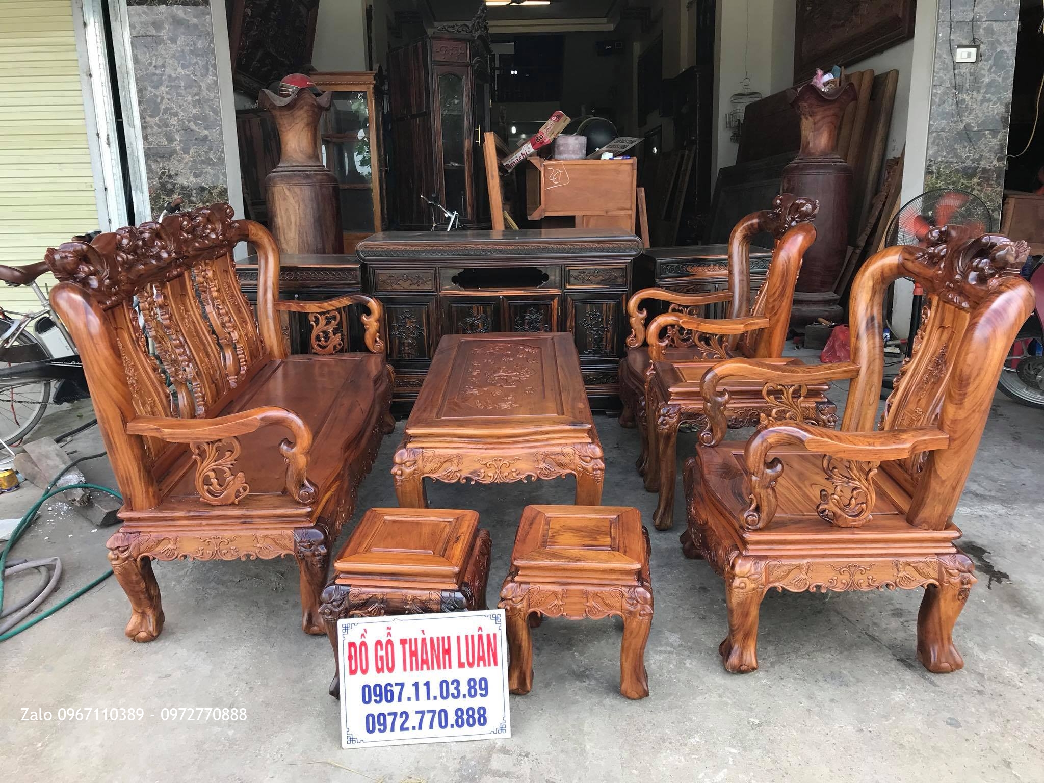 Bộ Ghế Gụ Ta Quảng Bình Yếm Cong Cột 10. A Dũng Hà Nam.