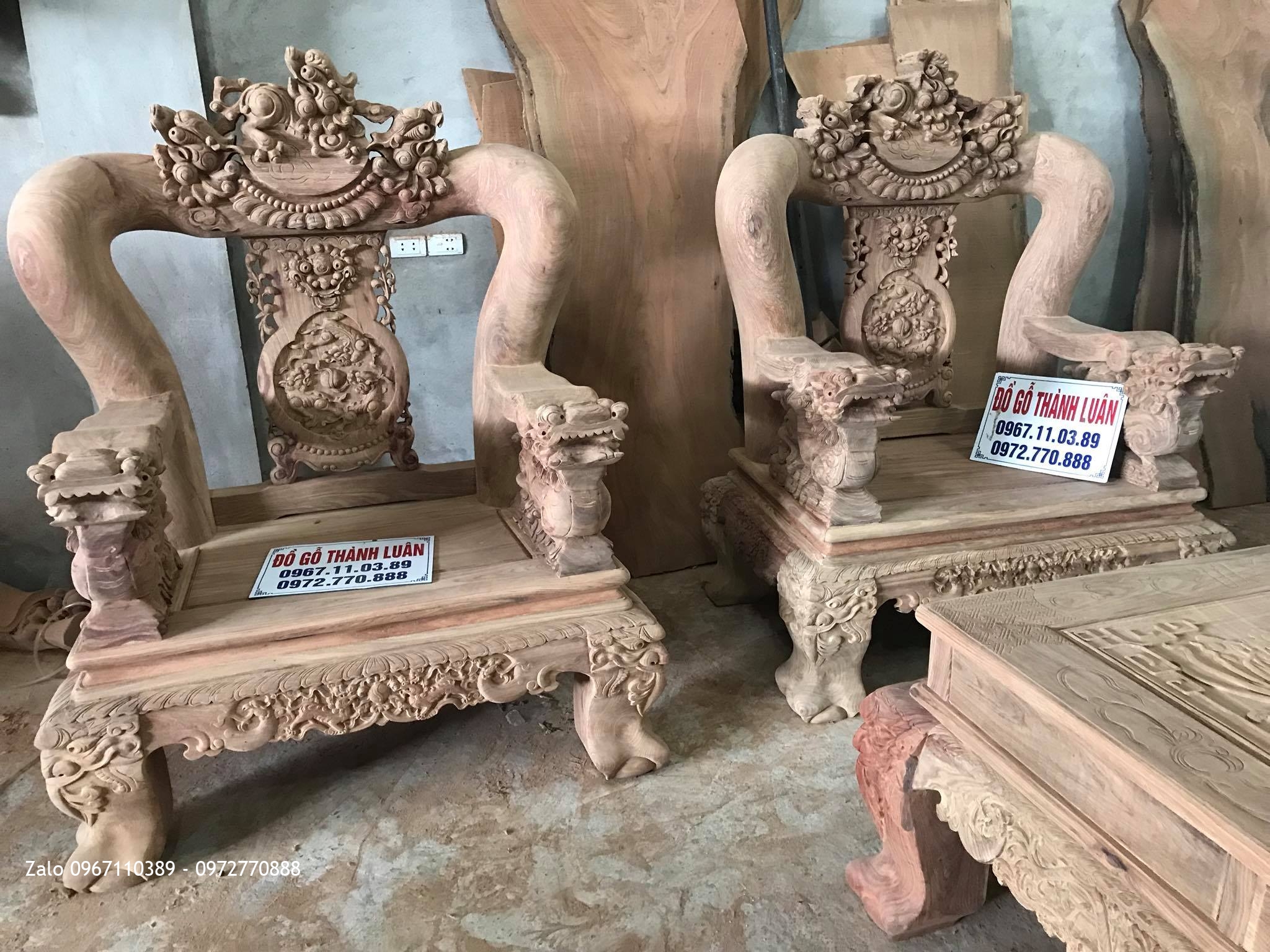 Bộ Bàn Ghế Minh Quốc Nghê Cột 20 Gỗ Hương Vân Nam Phi. Khủng Nhất Đông Nam Á-