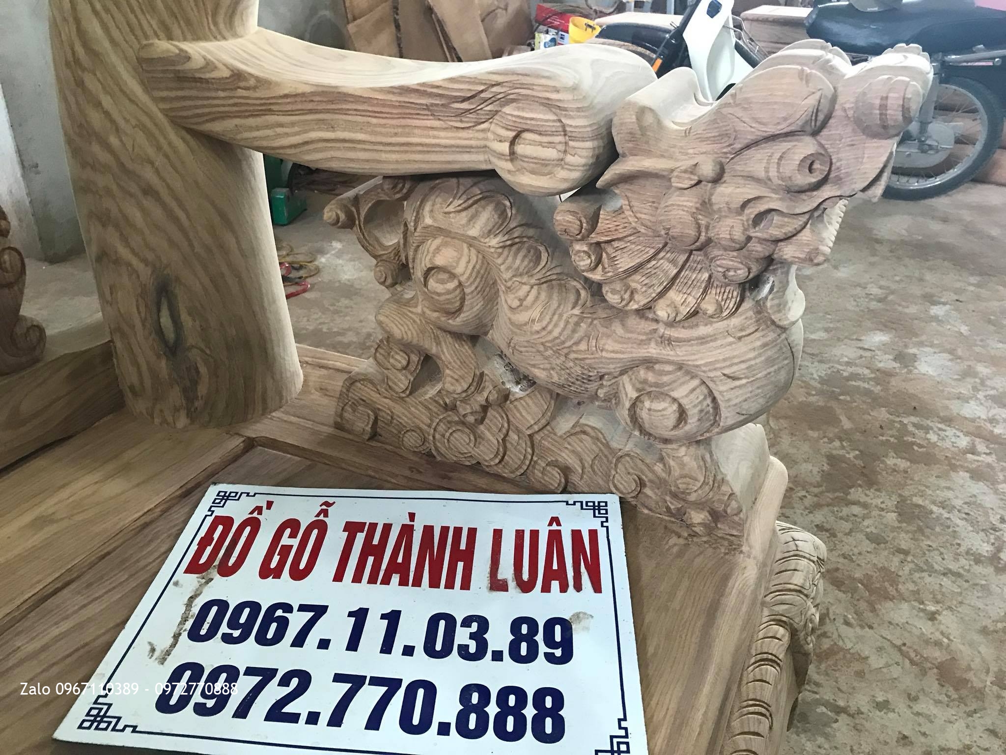 Bộ Bàn Ghế Minh Quốc Nghê Cột 20 Gỗ Hương Vân Nam Phi. Khủng Nhất Đông Nam Á-