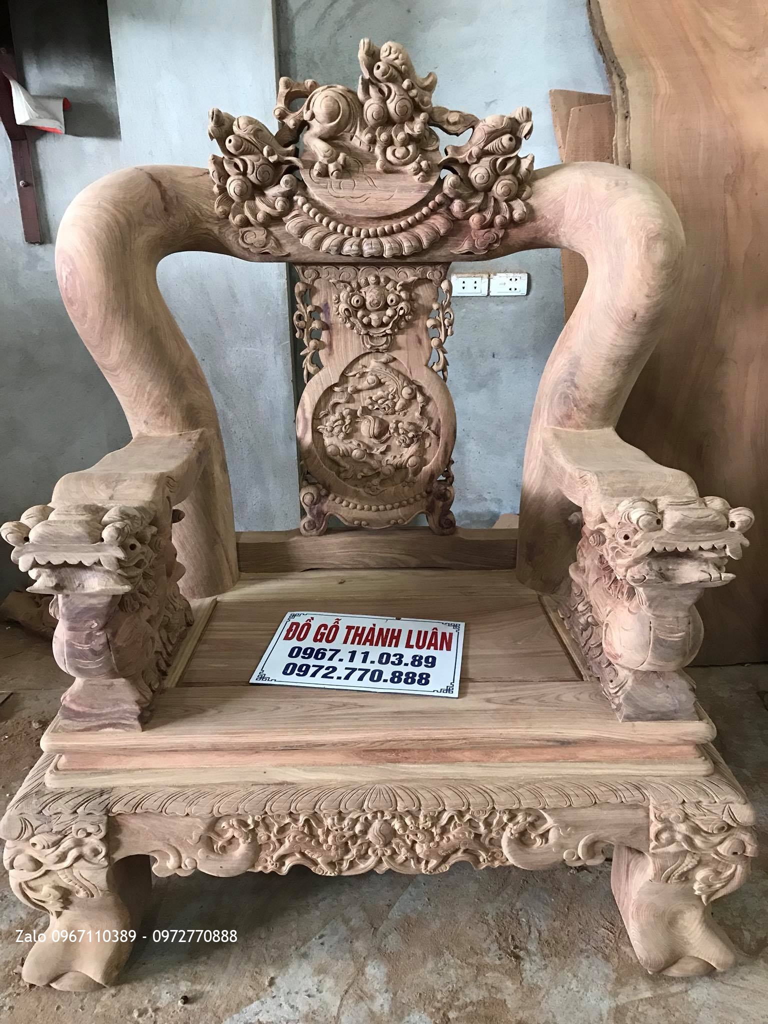 Bộ Bàn Ghế Minh Quốc Nghê Cột 20 Gỗ Hương Vân Nam Phi. Khủng Nhất Đông Nam Á@.