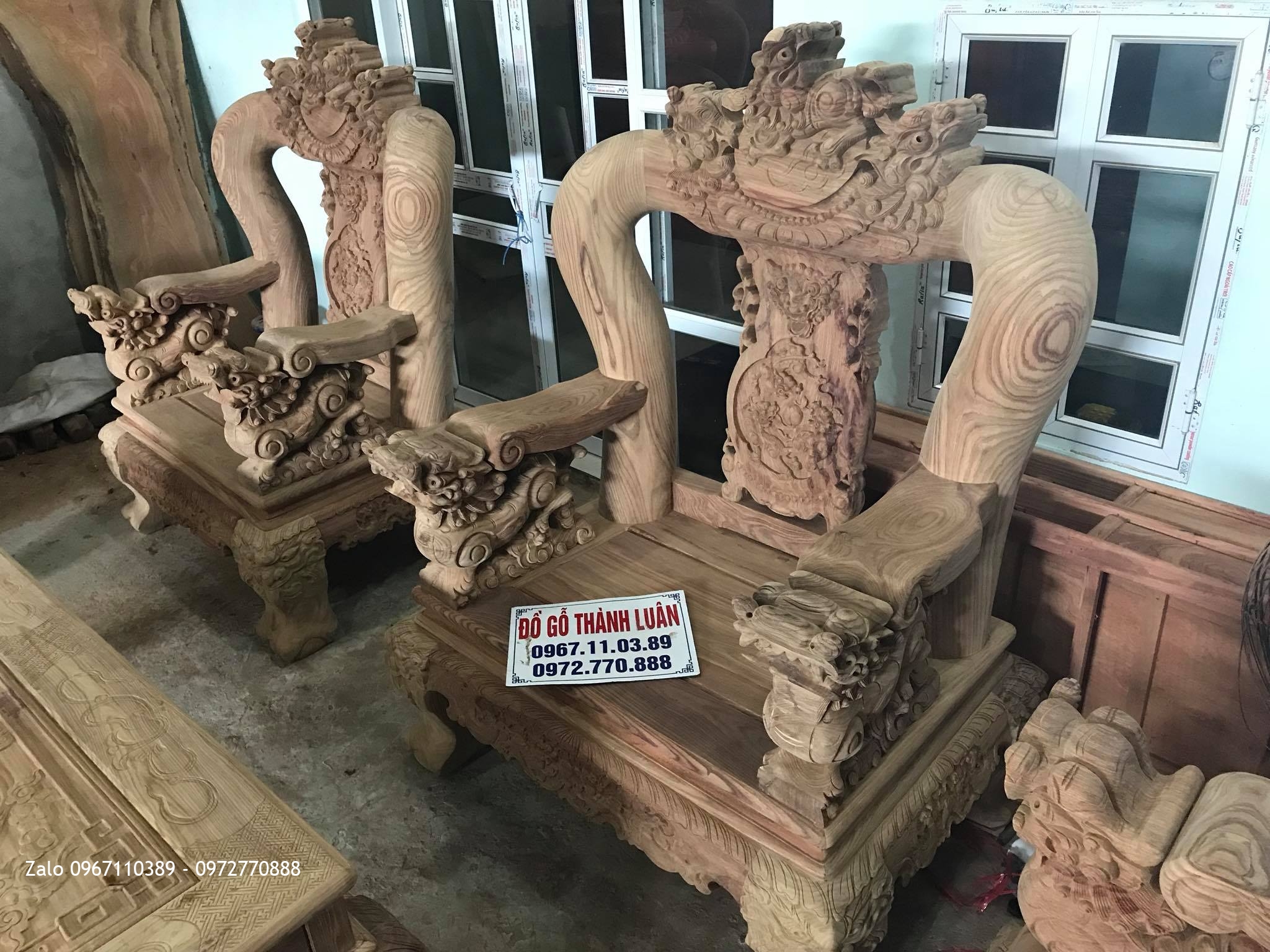 Bộ Bàn Ghế Minh Quốc Nghê Cột 20 Gỗ Hương Vân Nam Phi. Khủng Nhất Đông Nam Á::.