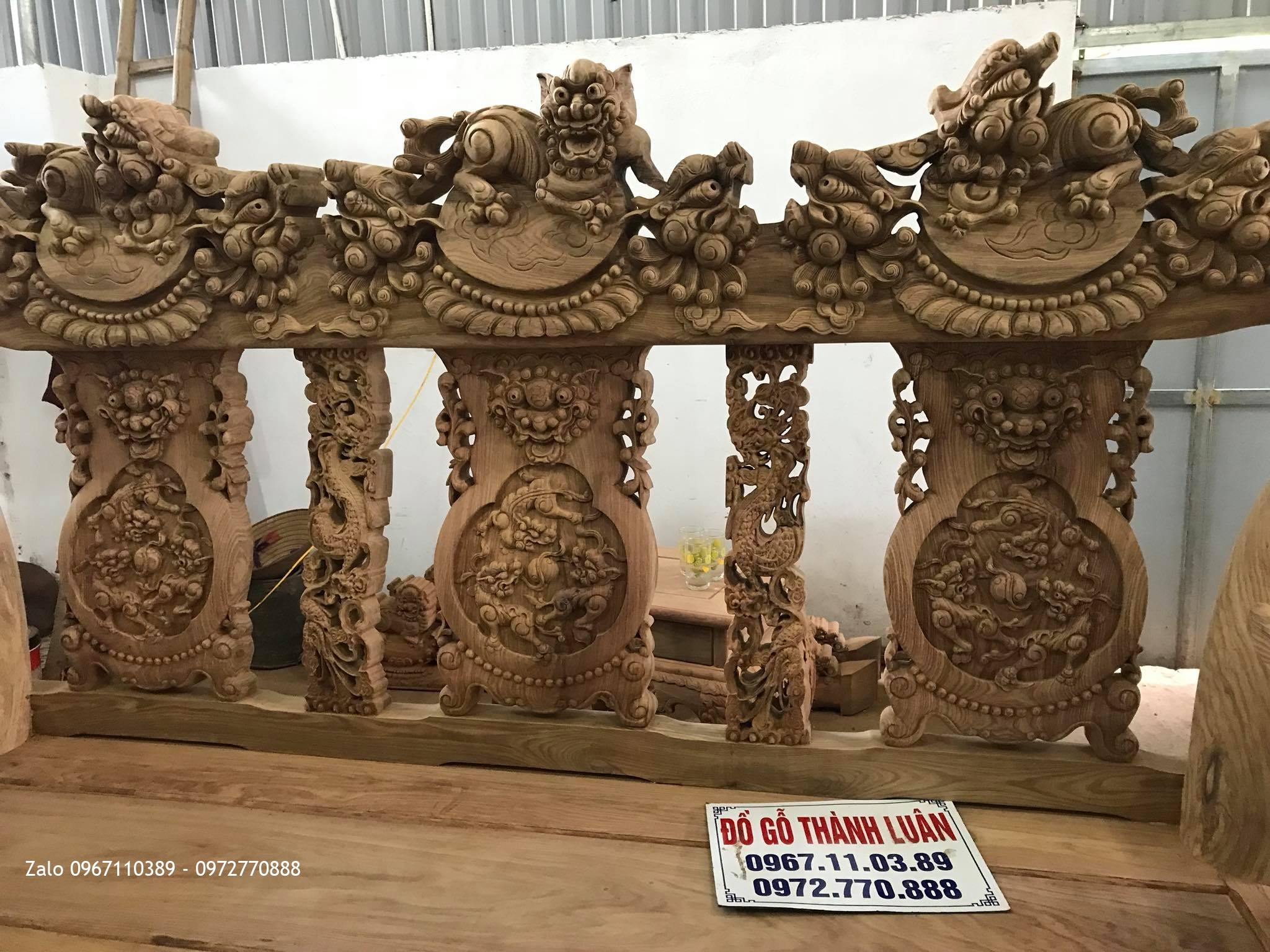 Bộ Bàn Ghế Minh Quốc Nghê Cột 20 Gỗ Hương Vân Nam Phi. Khủng Nhất Đông Nam Á::.