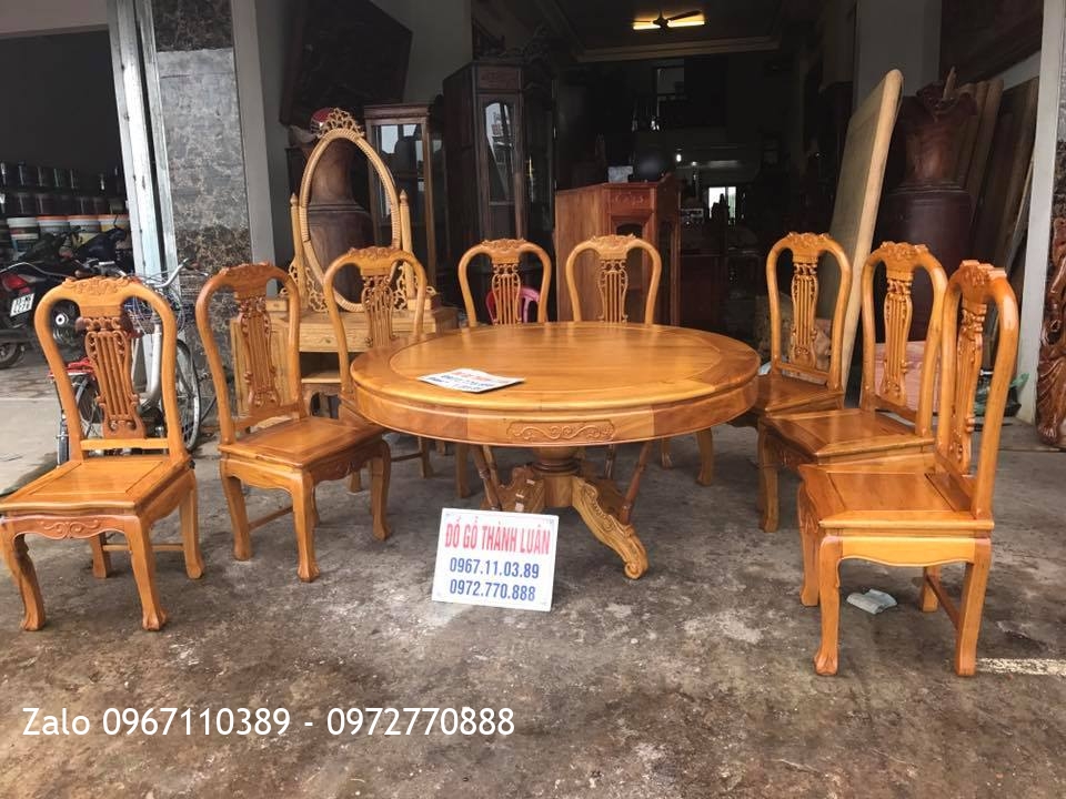 Bộ bàn Ghế Ăn Mẫu Cây Đàn Gỗ Gụ- 8 Ghế 1 Bàn. Khách Hà Nội1.