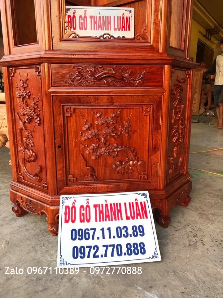 Tủ Góc Gỗ Hương Đỏ Lào. Khách Bắc Cạn 