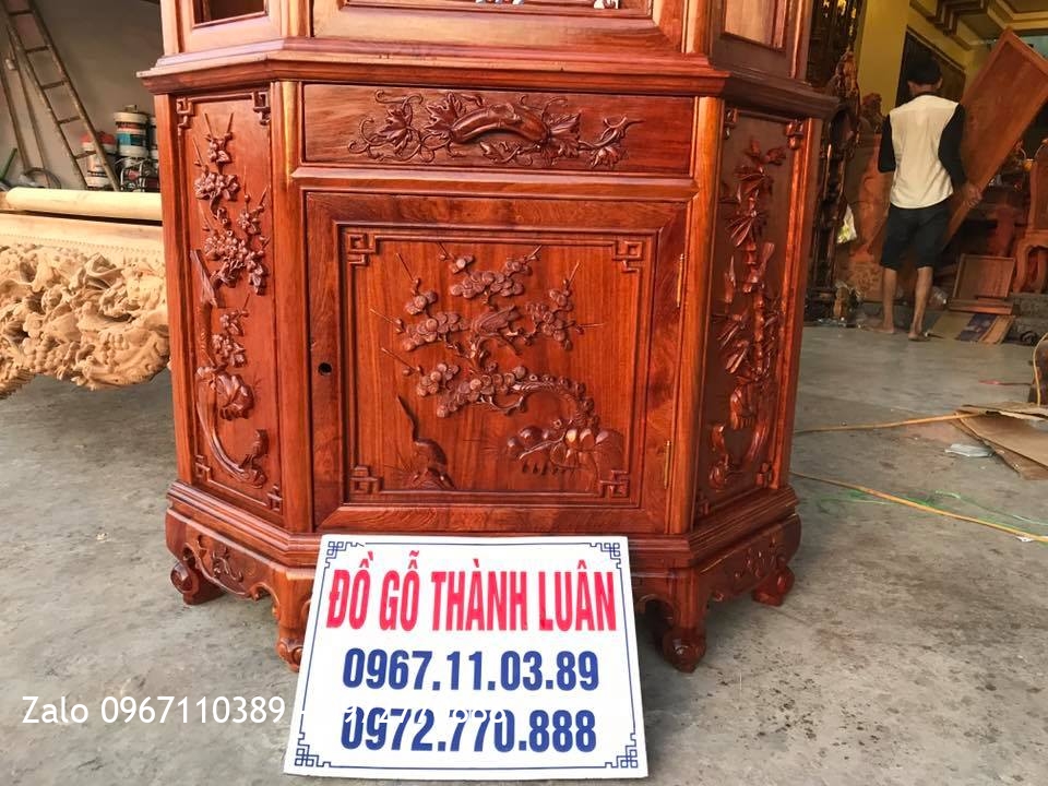 Tủ Góc Gỗ Hương Đỏ Lào. Khách Bắc Cạn.