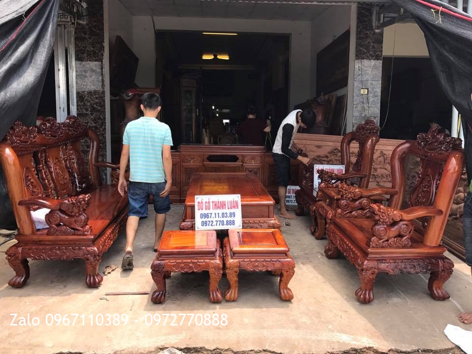 Bộ Bàn Ghế Minh Quốc Nghê, Kệ Tivi Gỗ Hương Đỏ Lào.Cô Chú Tuấn Quỳnh Thái Nguyên