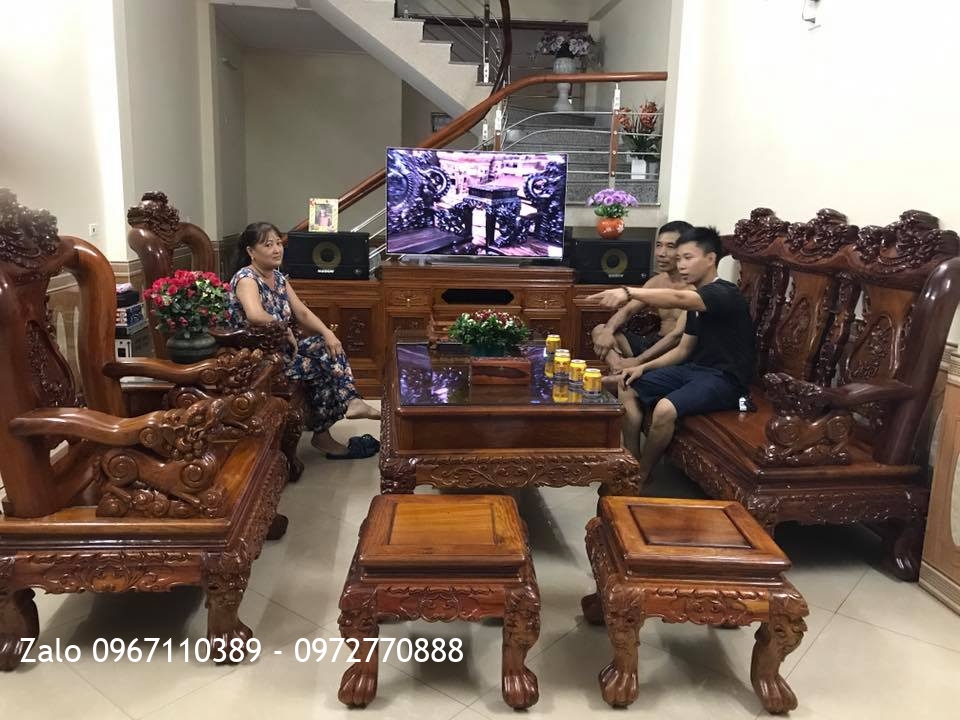 Bộ Bàn Ghế Minh Quốc Nghê, Kệ Tivi Gỗ Hương Đỏ Lào.Cô Chú Tuấn Quỳnh Thái Nguyên,