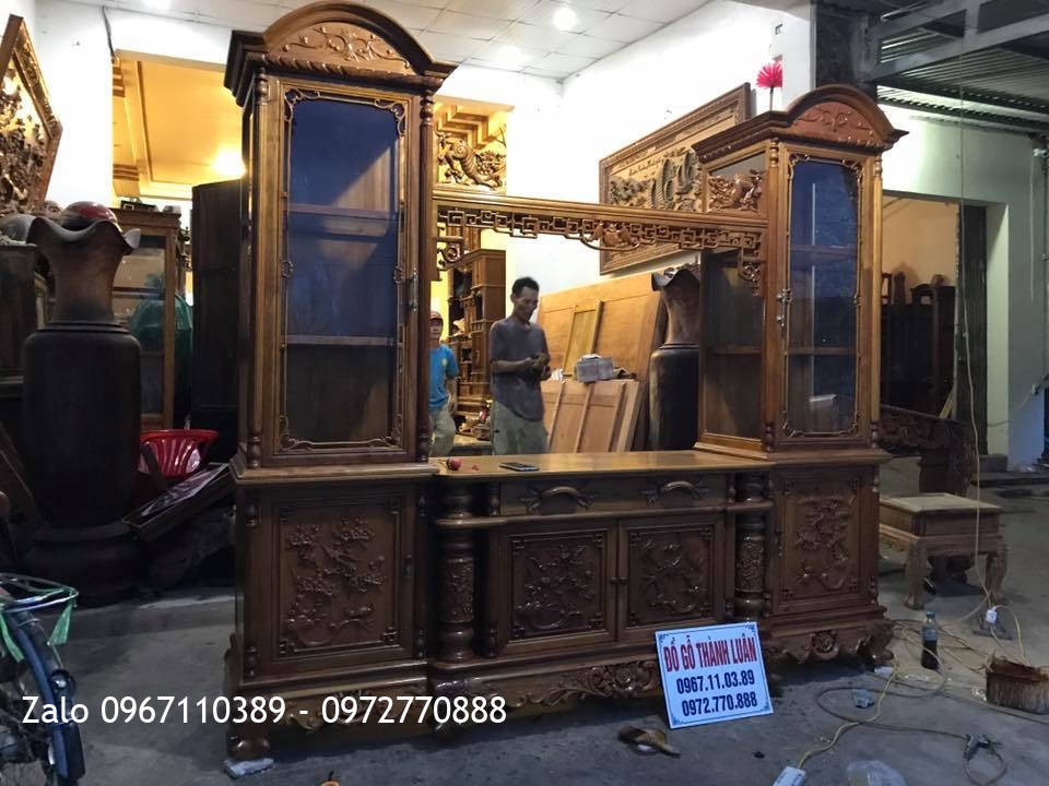 Kệ Tivi Ngăn Gian Gỗ Gụ 2m40