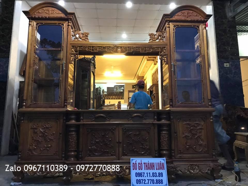 Kệ Tivi Ngăn Gian Gỗ Gụ 2m40.