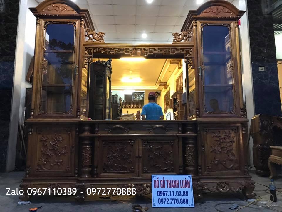 Kệ Tivi Ngăn Gian Gỗ Gụ 2m40.