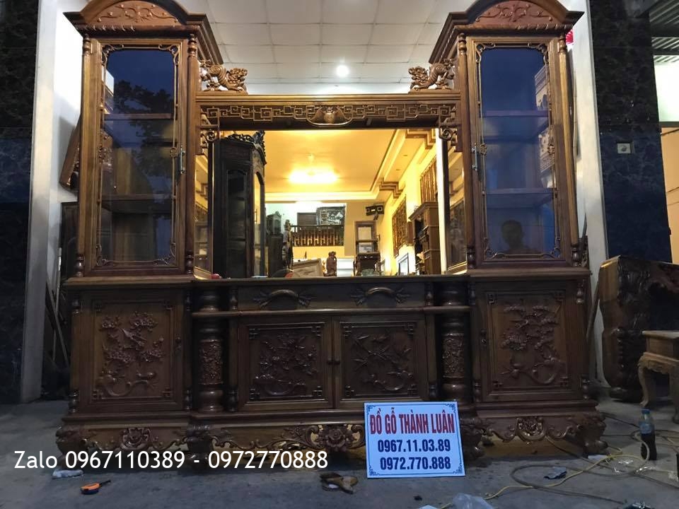 Kệ Tivi Ngăn Gian Gỗ Gụ 2m40.