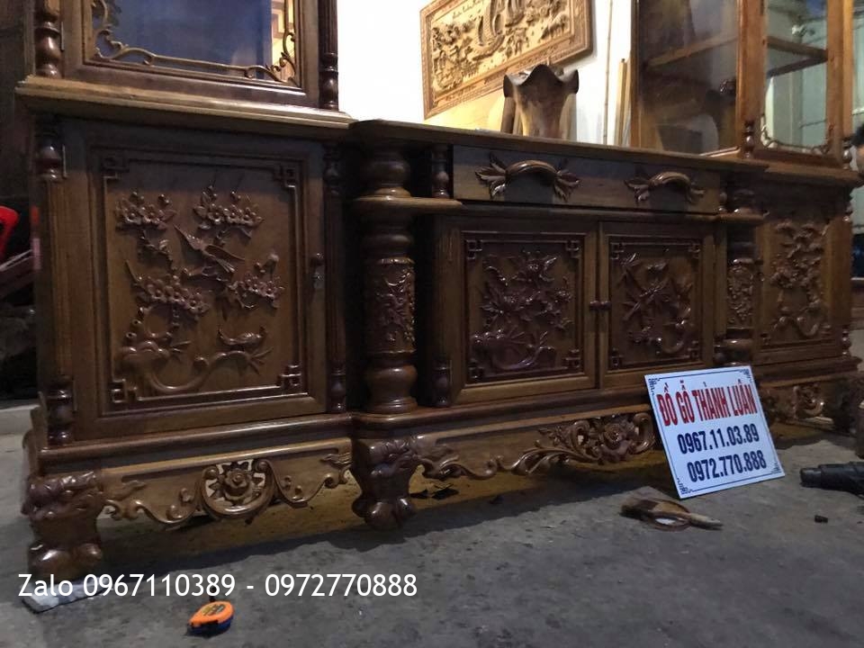 Kệ Tivi Ngăn Gian Gỗ Gụ 2m40:::.