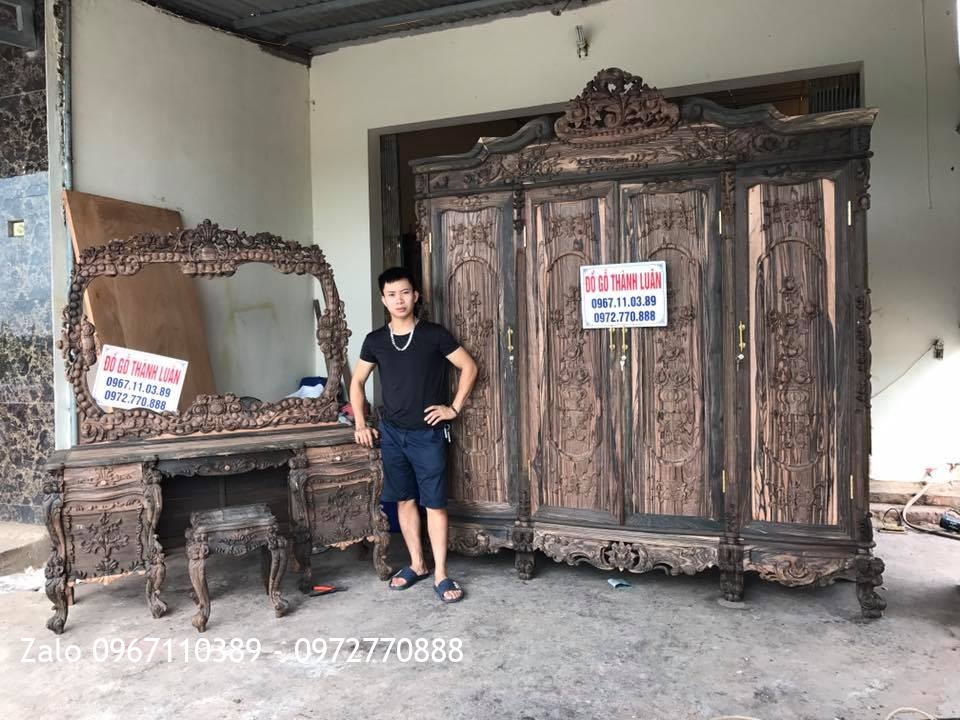 Tủ Áo Hồng, Bàn Phấn Hồng Gỗ Mun Siêu VÍP. Chị Nhi Anh Toàn