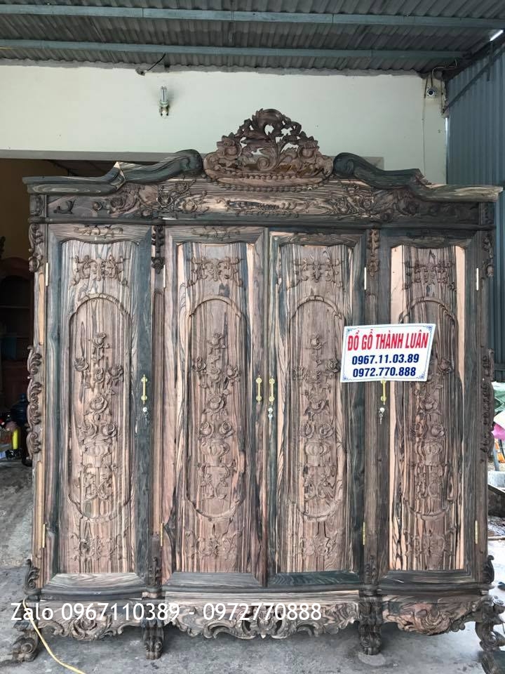 Tủ Áo Hồng, Bàn Phấn Hồng Gỗ Mun Siêu VÍP: