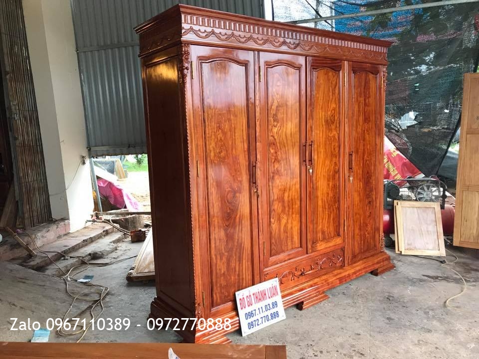 Tủ Áo Gỗ Cẩm Lai Nam Phi Chọn Vân. A Trung Nhân Hoà Chính HN,.