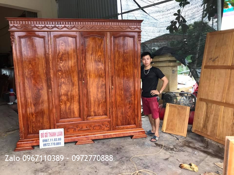 Tủ Áo Gỗ Cẩm Lai Nam Phi Chọn Vân. A Trung Nhân Hoà Chính HN,