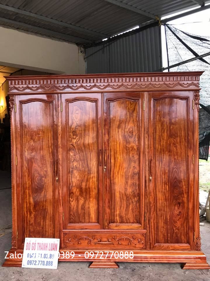 Tủ Áo Gỗ Cẩm Lai Nam Phi Chọn Vân. A Trung Nhân Hoà Chính HN.