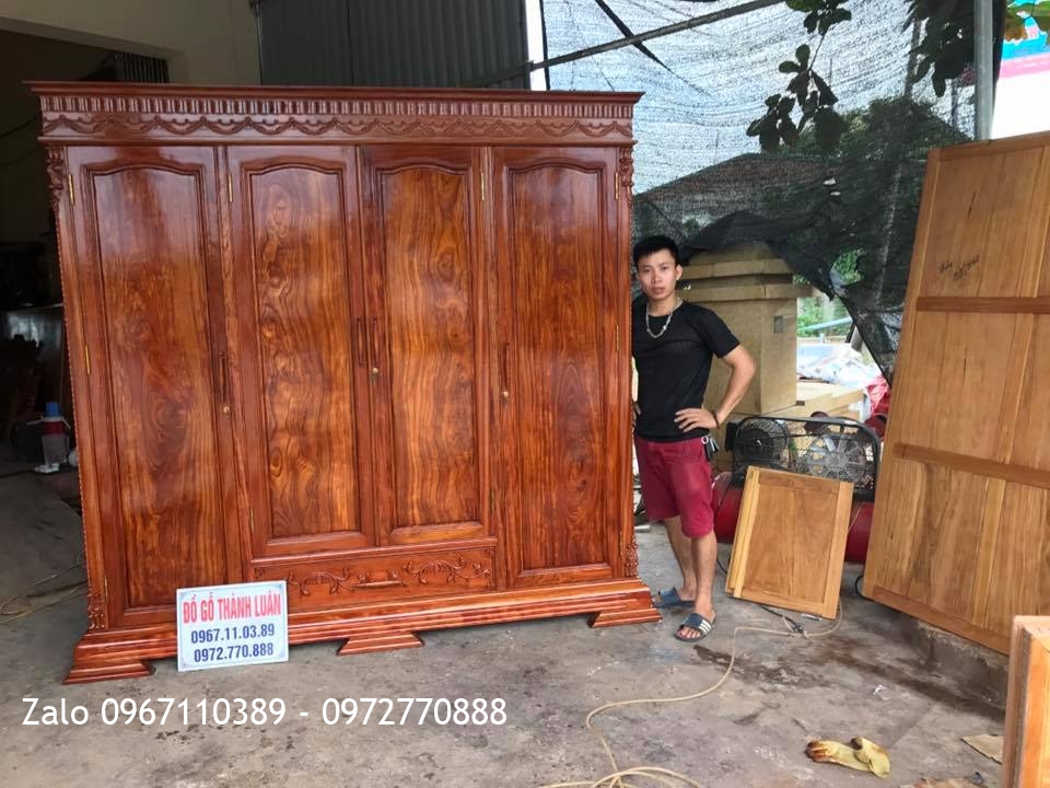 Tủ Áo Gỗ Cẩm Lai Nam Phi Chọn Vân. A Trung Nhân Hoà Chính HN.