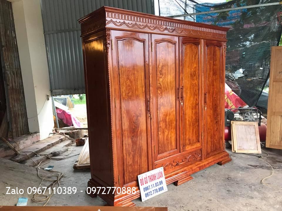 Tủ Áo Gỗ Cẩm Lai Nam Phi Chọn Vân. A Trung Nhân Hoà Chính HN.