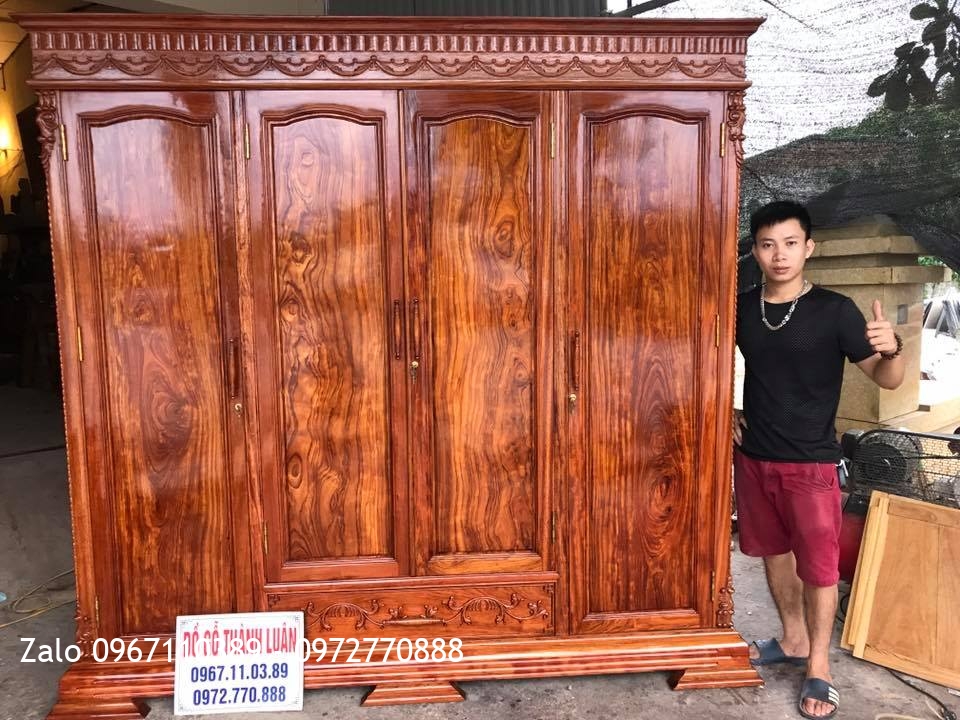 Tủ Áo Gỗ Cẩm Lai Nam Phi Chọn Vân. A Trung Nhân Hoà Chính HN