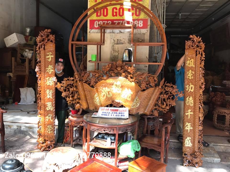 Bộ Cuốn Thư Câu Đối Gỗ Gụ. Khách Hải Dương,