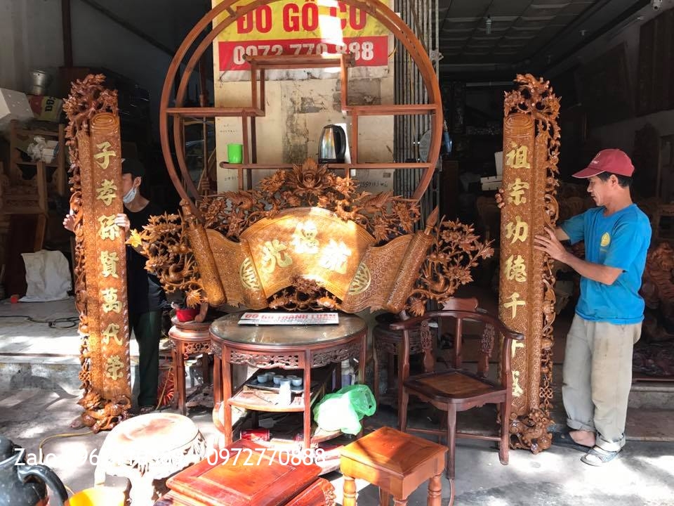 Bộ Cuốn Thư Câu Đối Gỗ Gụ. Khách Hải Dương,.