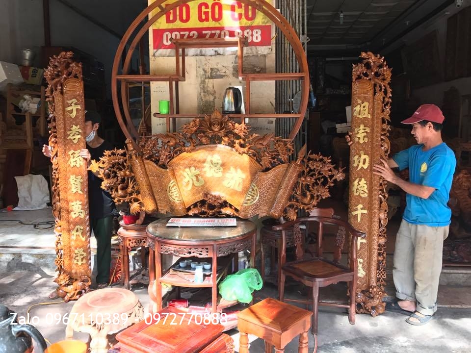 Bộ Cuốn Thư Câu Đối Gỗ Gụ. Khách Hải Dương,.