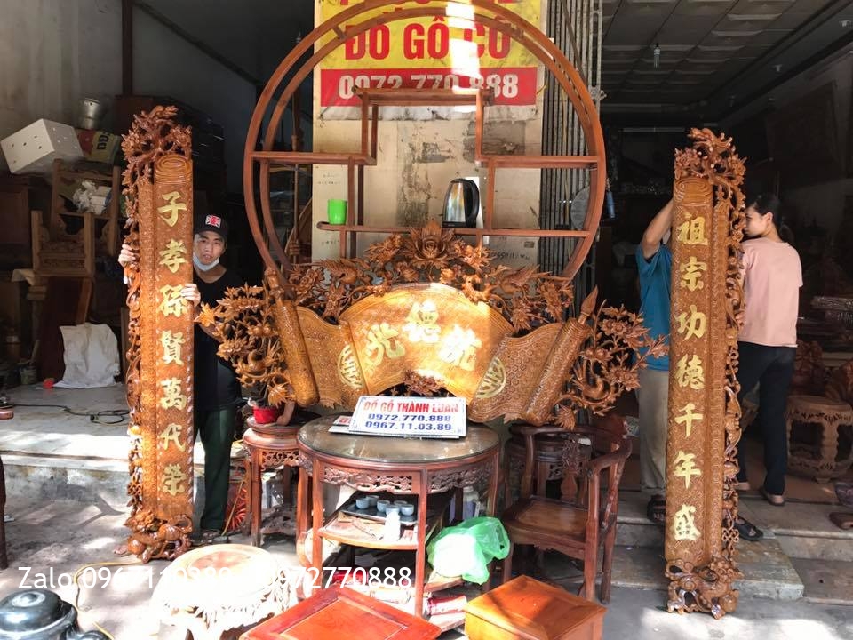 Bộ Cuốn Thư Câu Đối Gỗ Gụ. Khách Hải Dương,