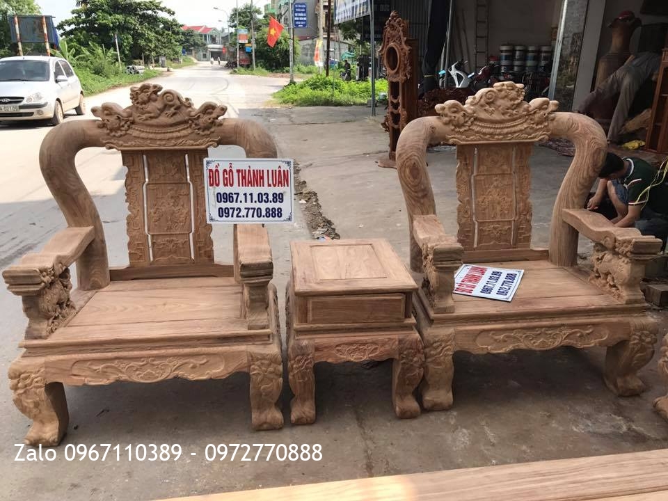 Bộ Bàn Ghế Minh Nghê Cột 14-10 Món Gỗ Hương Vân Nam Phi@