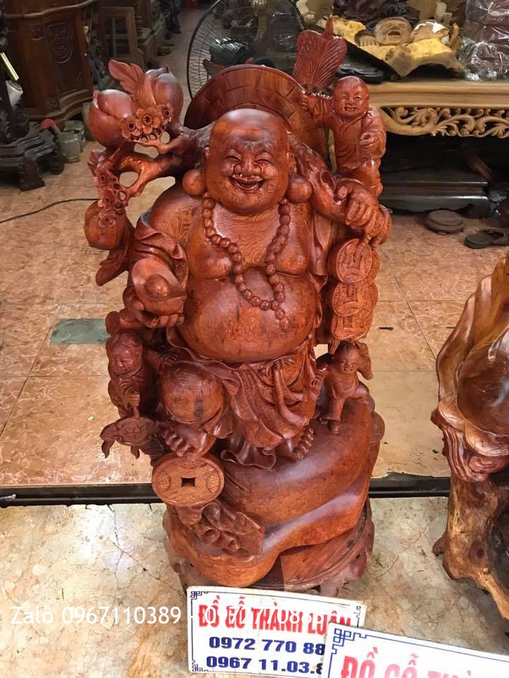 2 Pho Tượng Gỗ Hương Đỏ Lào, Đông Con Nhiều Cháu