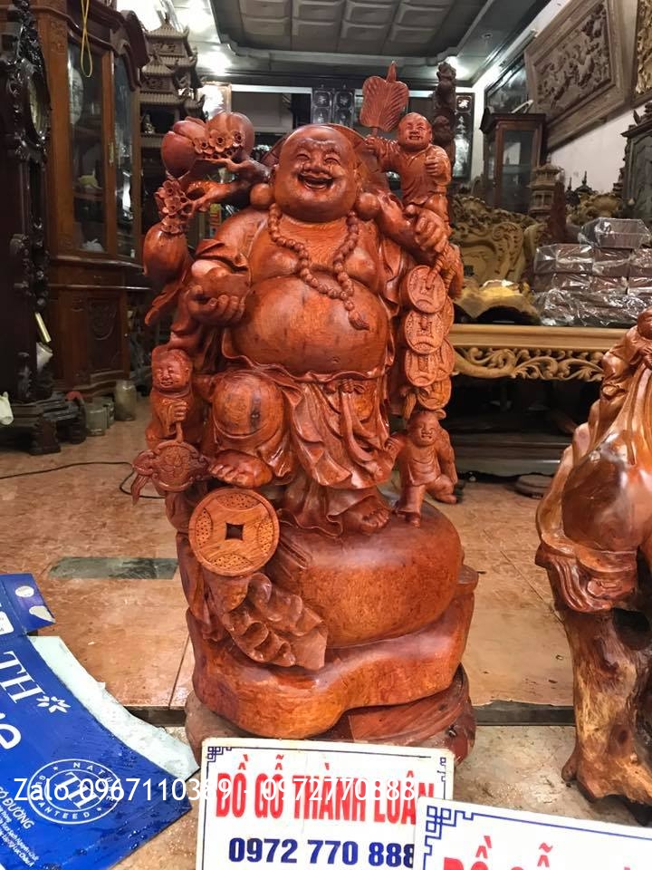 2 Pho Tượng Gỗ Hương Đỏ Lào, Đông Con Nhiều Cháu,