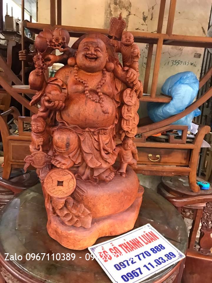 2 Pho Tượng Gỗ Hương Đỏ Lào, Đông Con Nhiều Cháu,,