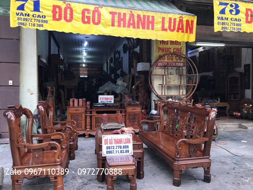 Bàn Giao Bộ Bàn ghế Minh Quốc Triện Gỗ Gụ, Kệ Tivi Gỗ Hương. GD A Đăng Hải Phòng
