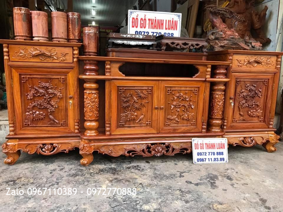 Bàn Giao Bộ Bàn ghế Minh Quốc Triện Gỗ Gụ, Kệ Tivi Gỗ Hương. GD A Đăng Hải Phòng,