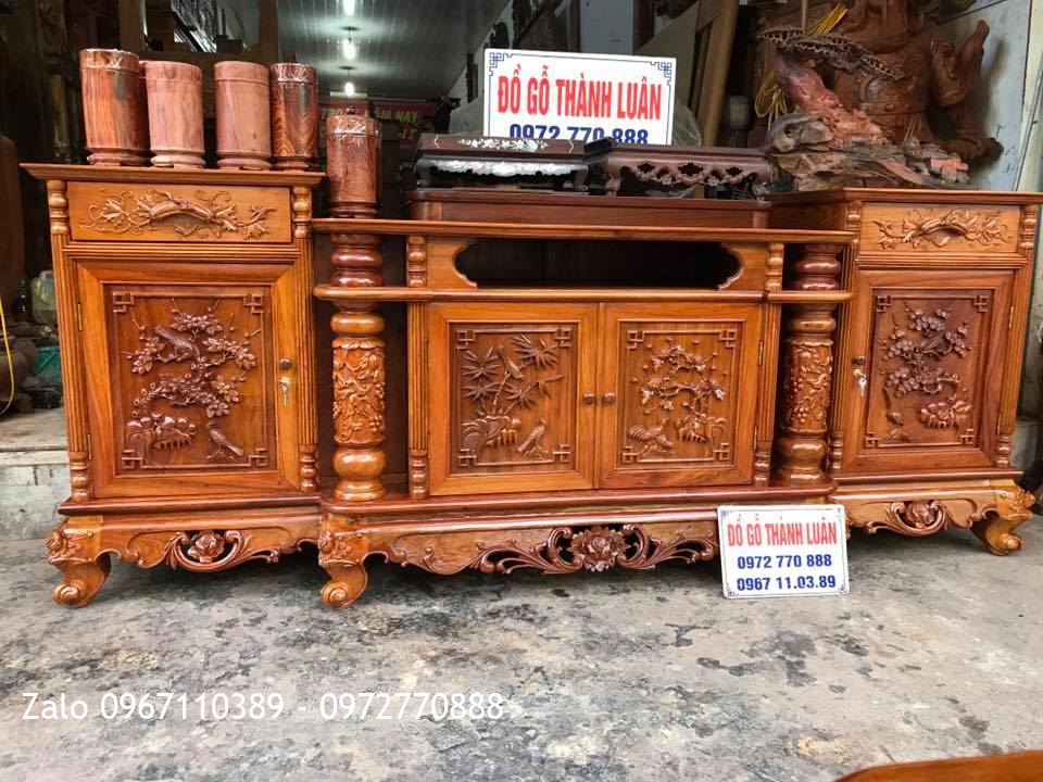 Bàn Giao Bộ Bàn ghế Minh Quốc Triện Gỗ Gụ, Kệ Tivi Gỗ Hương. GD A Đăng Hải Phòng,