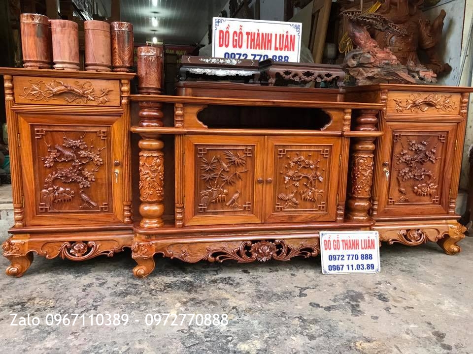 Bàn Giao Bộ Bàn ghế Minh Quốc Triện Gỗ Gụ, Kệ Tivi Gỗ Hương. GD A Đăng Hải Phòng..