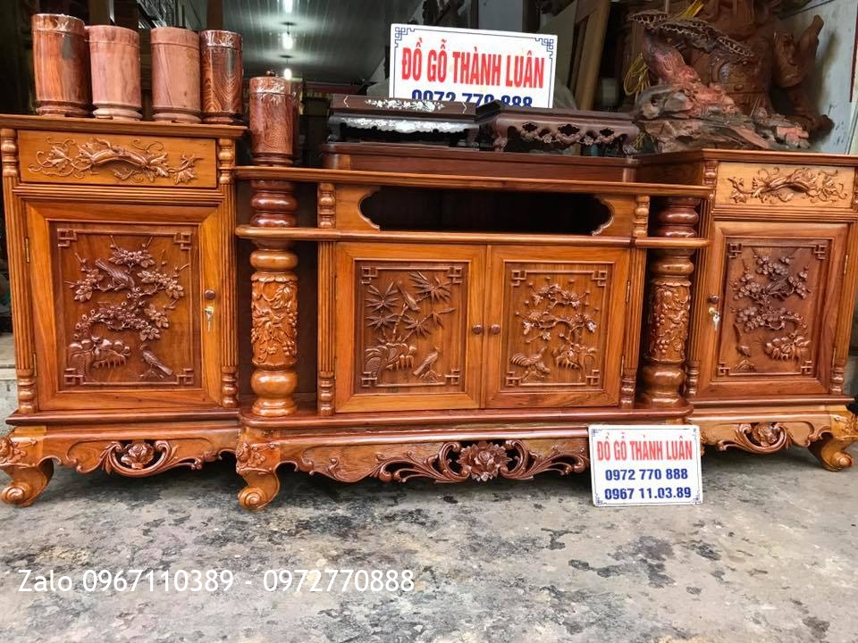 Bàn Giao Bộ Bàn ghế Minh Quốc Triện Gỗ Gụ, Kệ Tivi Gỗ Hương. GD A Đăng Hải Phòng.: