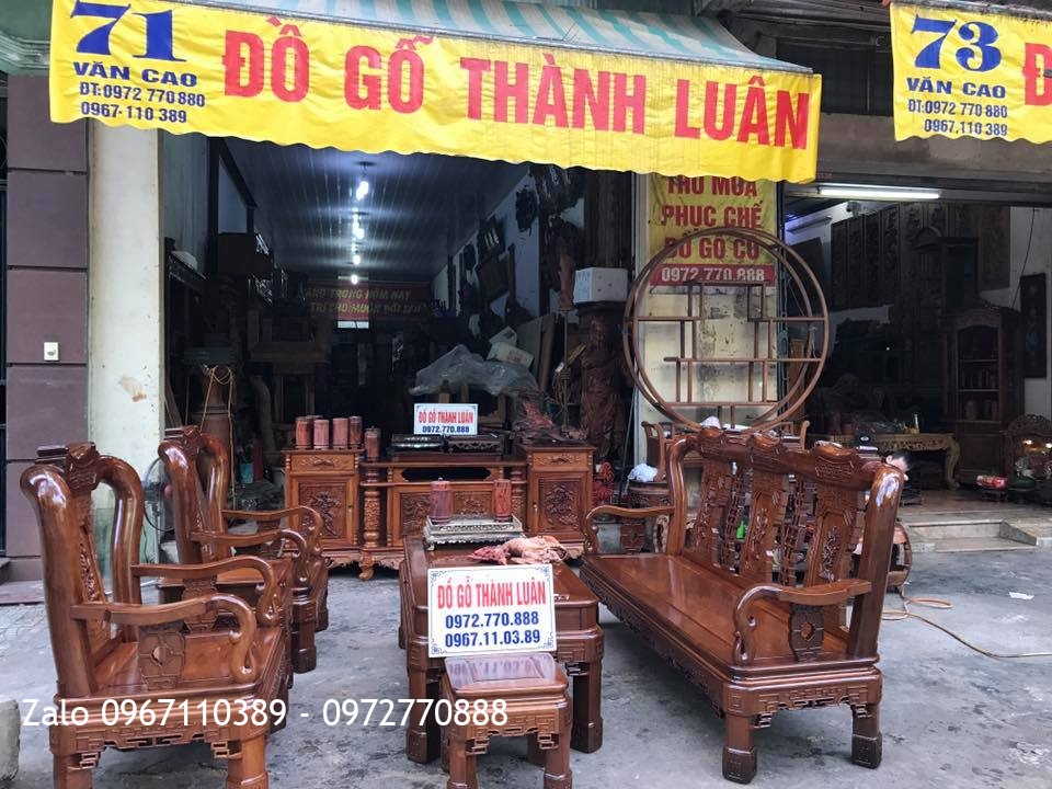 Bàn Giao Bộ Bàn ghế Minh Quốc Triện Gỗ Gụ, Kệ Tivi Gỗ Hương. GD A Đăng Hải Phòng
