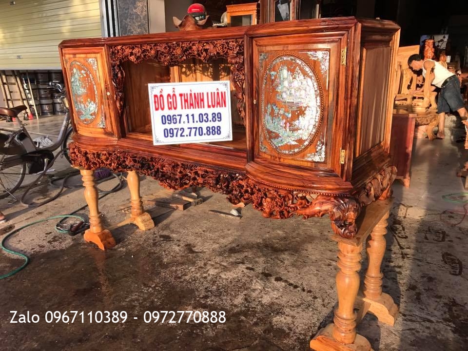 Tủ Chè Gỗ Tứ Linh, Lèo Hồng 3 Cánh Gỗ Gụ Quảng Bình VÍP.:.