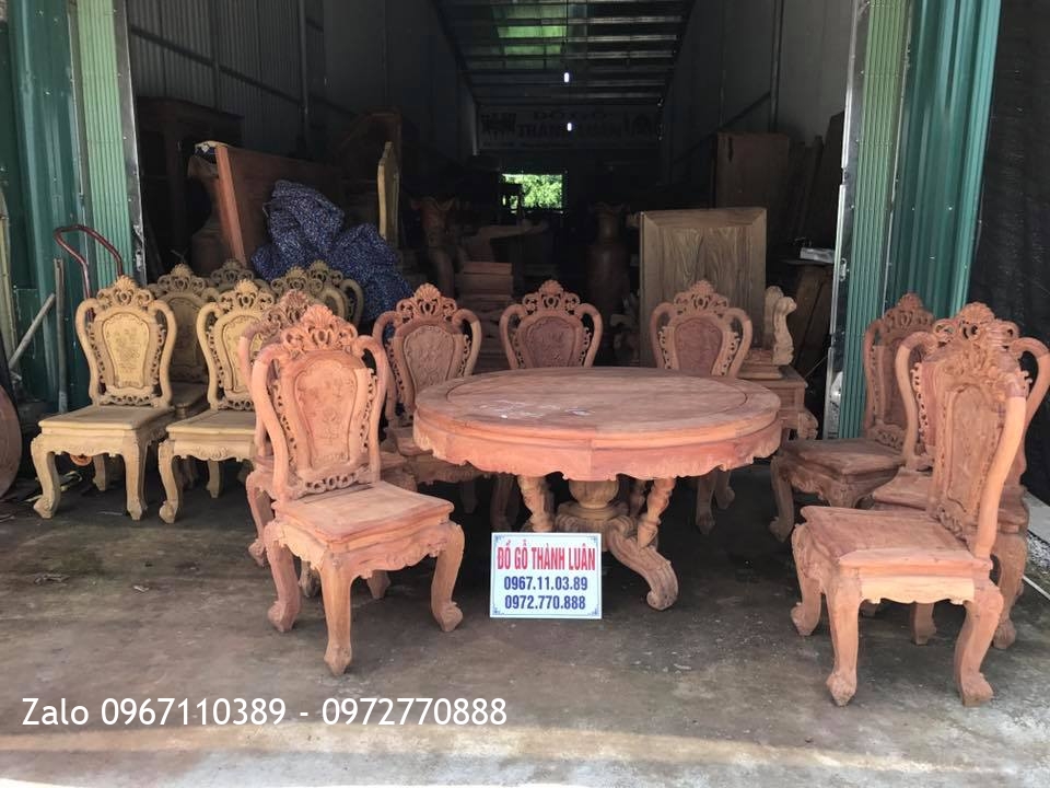 Bộ Bàn Ghế Ăn Gỗ Hương Đỏ Lào 8 Ghế 1 Bàn.