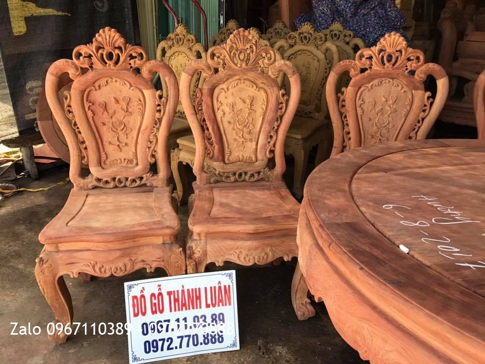 Bộ Bàn Ghế Ăn Gỗ Hương Đỏ Lào 8 Ghế 1 Bàn::