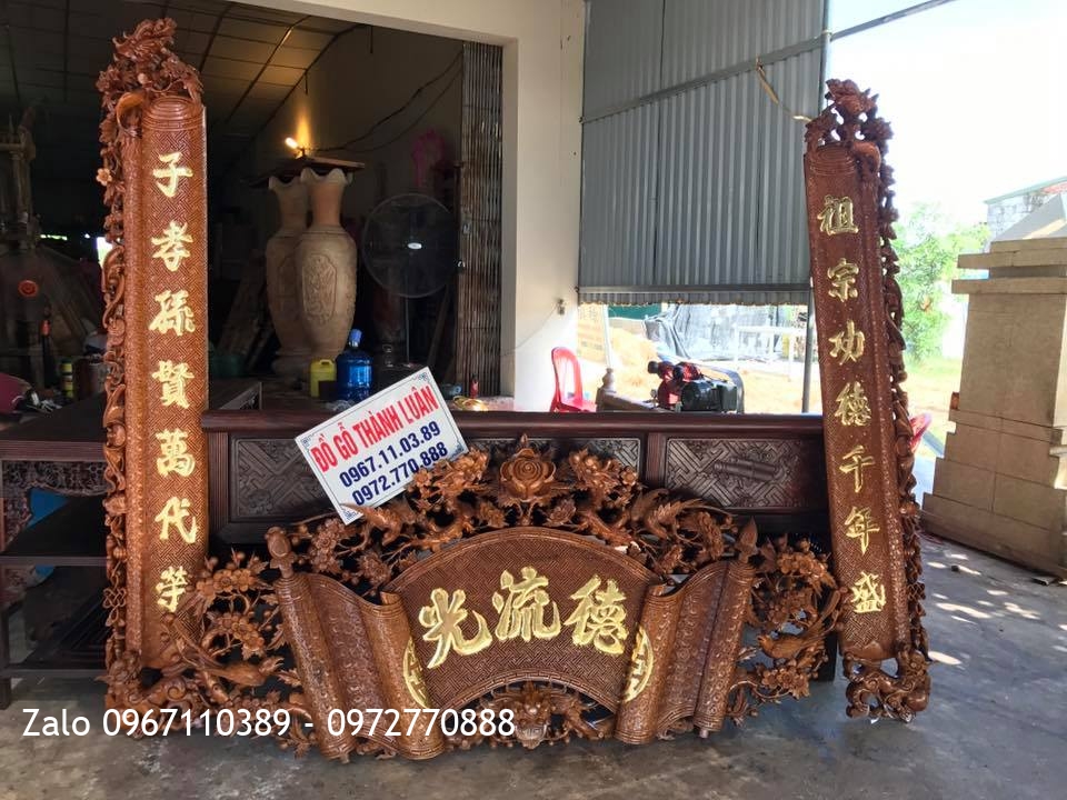 Cuốn Thư Câu Đối Gỗ Gụ Víp. A Quang Bắc Giang.