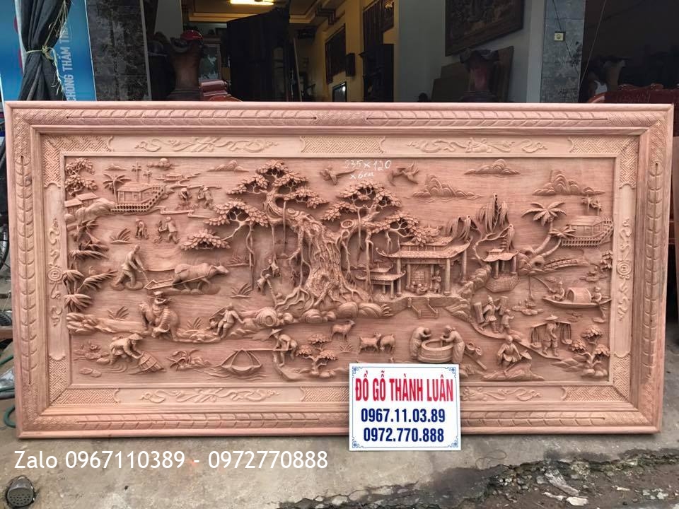 Tranh Vinh Quy, Đồng Quê, Thuận Buồm Gỗ Hương Đá