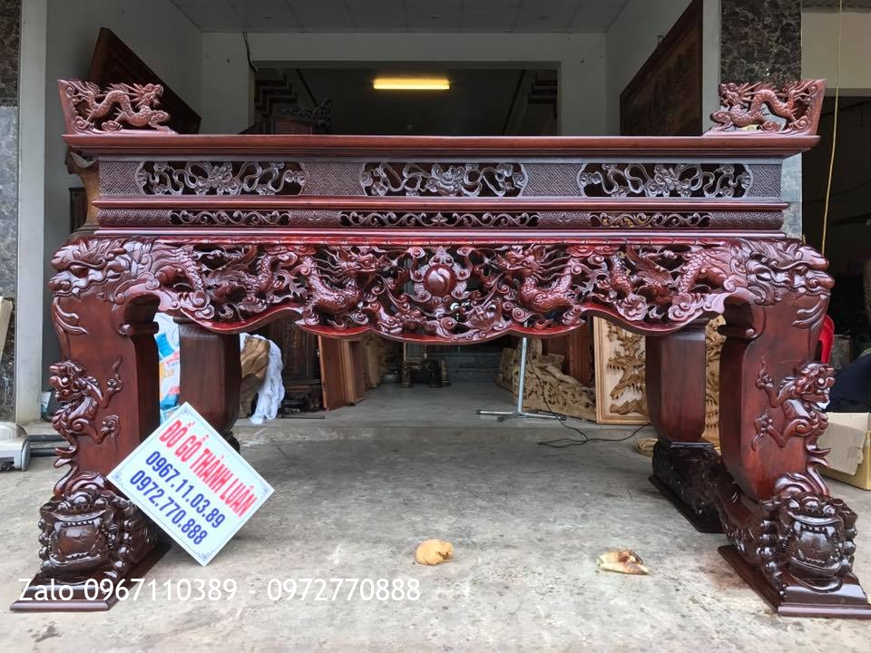 Sập Thờ Tứ Linh Nghê Trầu Chân 24 VIP. A Thoa Trung Điển Hưng Yên.