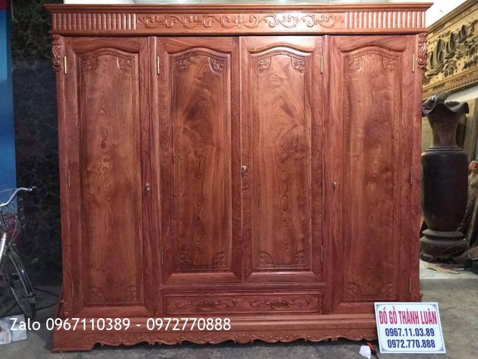 Tủ áo 3 buồng 4 cánh gỗ Hương Đá Nam Phi Víp